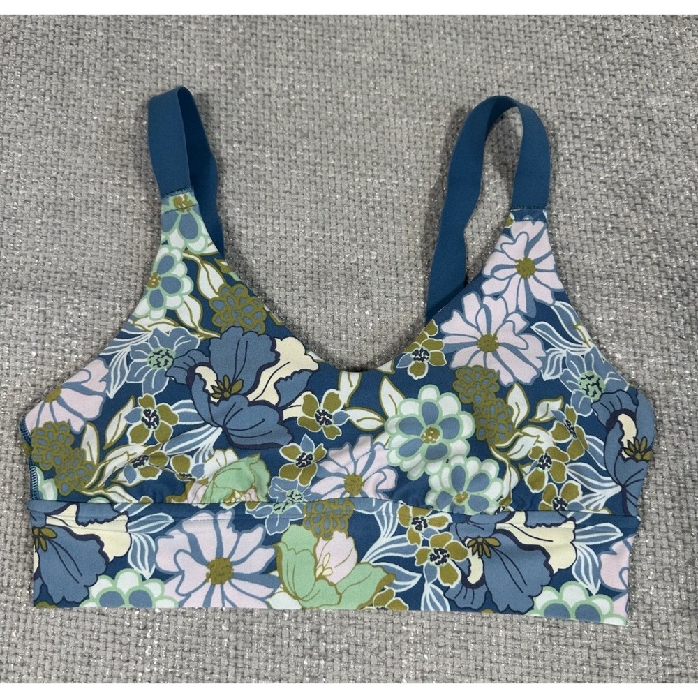 Aerie Floral Sports Bra - Blue and Green